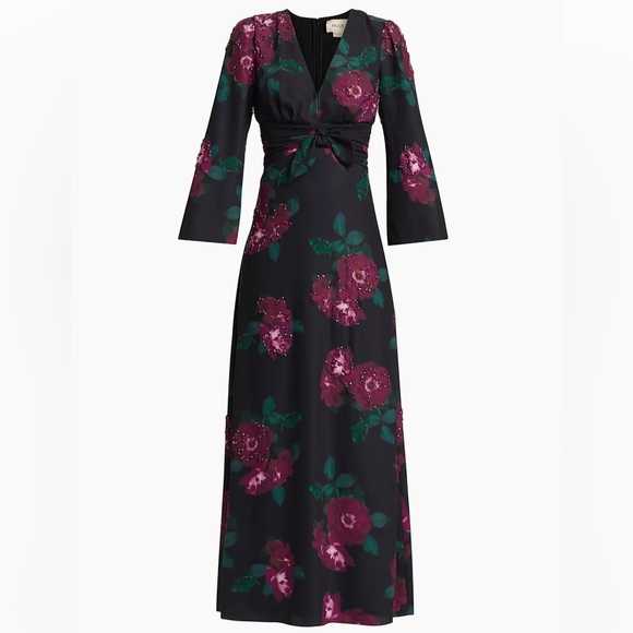 Figue Harley Floral Beaded Gown Maxi Dress Size 6 Quiet Luxury Mother of Bride - Picture 12 of 14